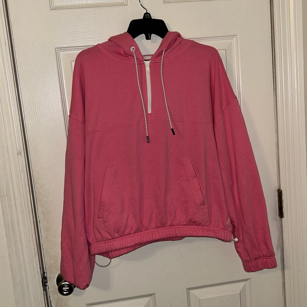 Quarter-zip Pink Fleece Hoodie